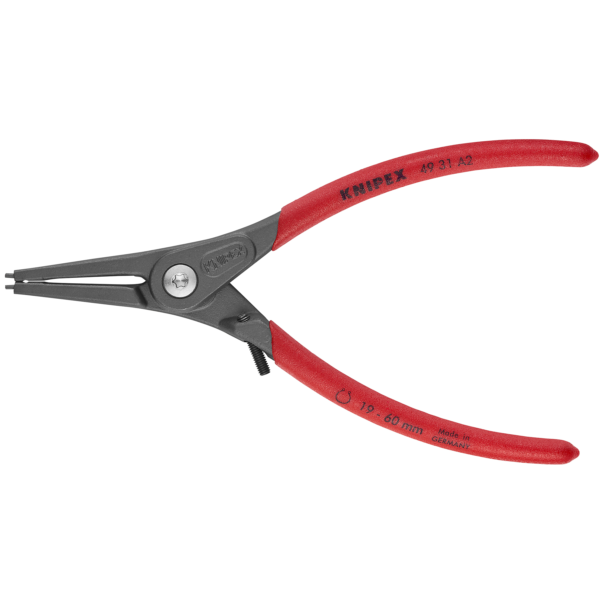 KNIPEX, Ext Prec. Snap Ring Plrs-Limiter, 5/64 tip, 7.25in., Pieces (qty.) 1 Material Steel, Model# 49 31 A2